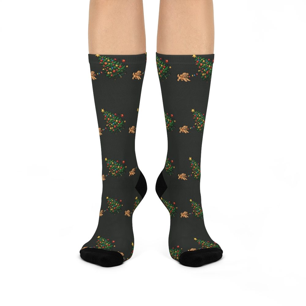 Christmas Tree and Dog Crew Socks